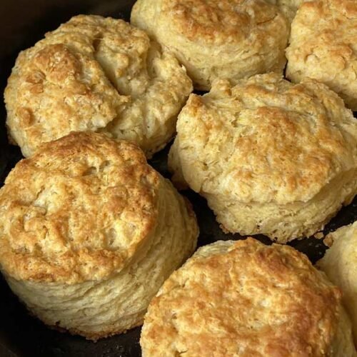 homemade buttermilk biscuits from scratch in a cast iron skillet
