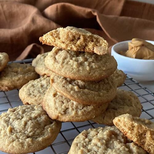 soft peanut butter cookies stack