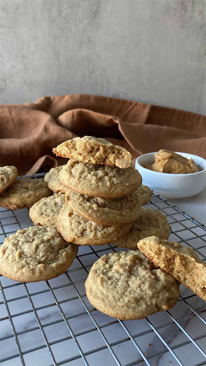 stack of soft peanut butter cookies