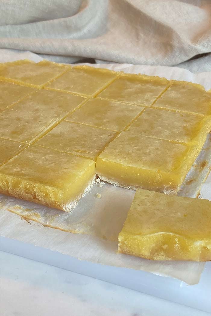 classic lemon bars before dusting with powdered sugar