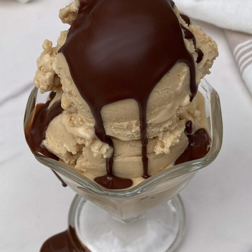 ice cream covered in chocolate magic shell topping